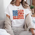 Floral American Flag Shirt Women Patriotic 4th of July Independence Day Tee