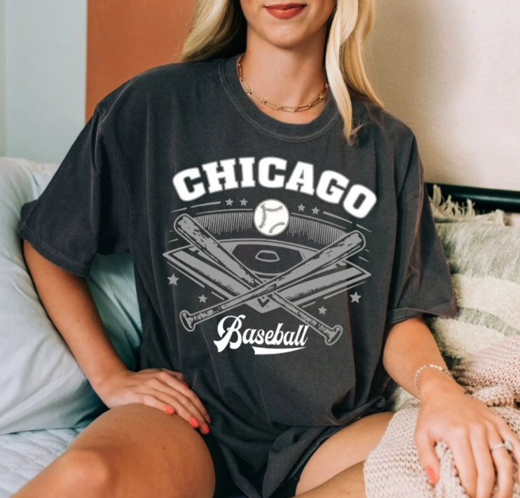 Chicago Baseball Comfort Color Vintage Unisex Tshirt, Chicago Baseball Gameday Retro 90s Style Shirt, Chicago Sports Shirt, For Her, For Him