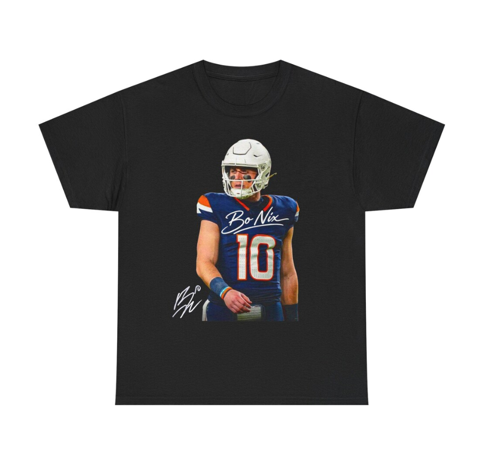 Bo Nix Denver T Shirt Autograph Edition Football Fan Shirt