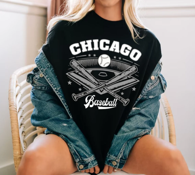 Chicago Baseball Comfort Color Vintage Unisex Tshirt, Chicago Baseball Gameday Retro 90s Style Shirt, Chicago Sports Shirt, For Her, For Him