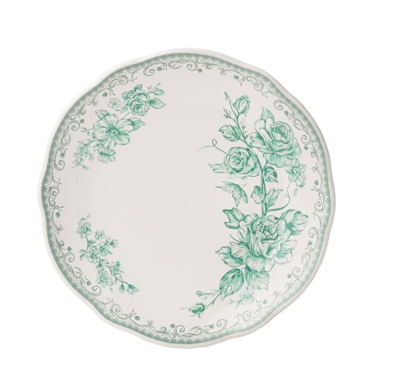The Pioneer Woman Agatha 12-Piece Stoneware Dinnerware Set, Green