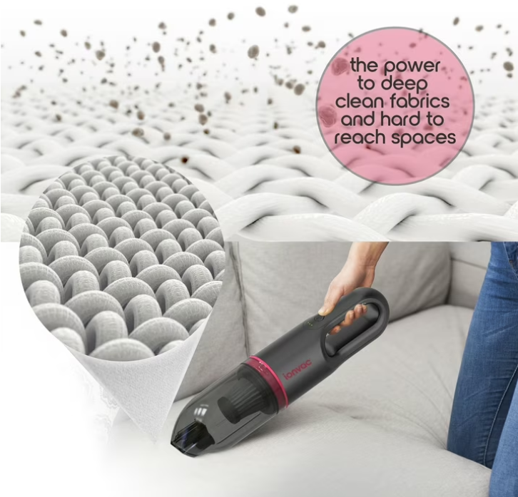 IonVac Handvac Handheld Cordless Vacuum, Pet-Friendly Multi-Surface Lightweight Vacuum Cleaner with USB Charging, Model #7553, Pink