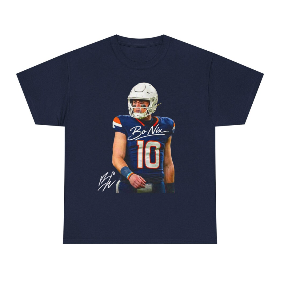 Bo Nix Denver T Shirt Autograph Edition Football Fan Shirt