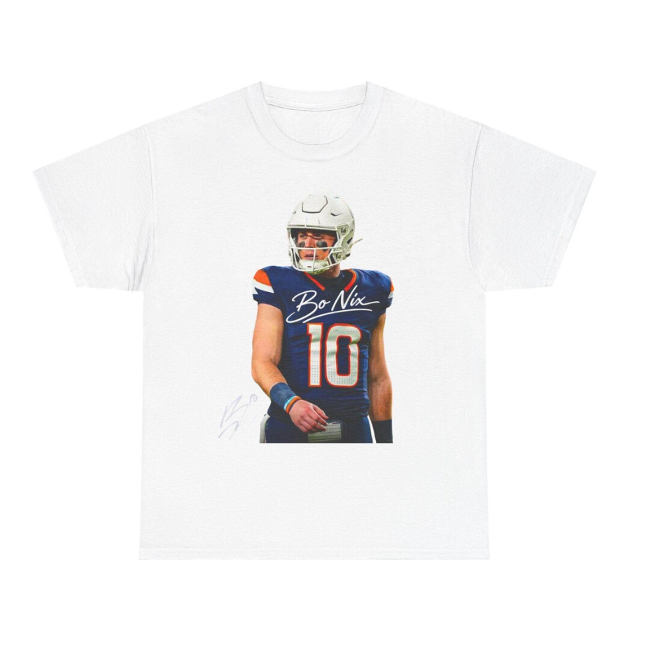 Bo Nix Denver T Shirt Autograph Edition Football Fan Shirt