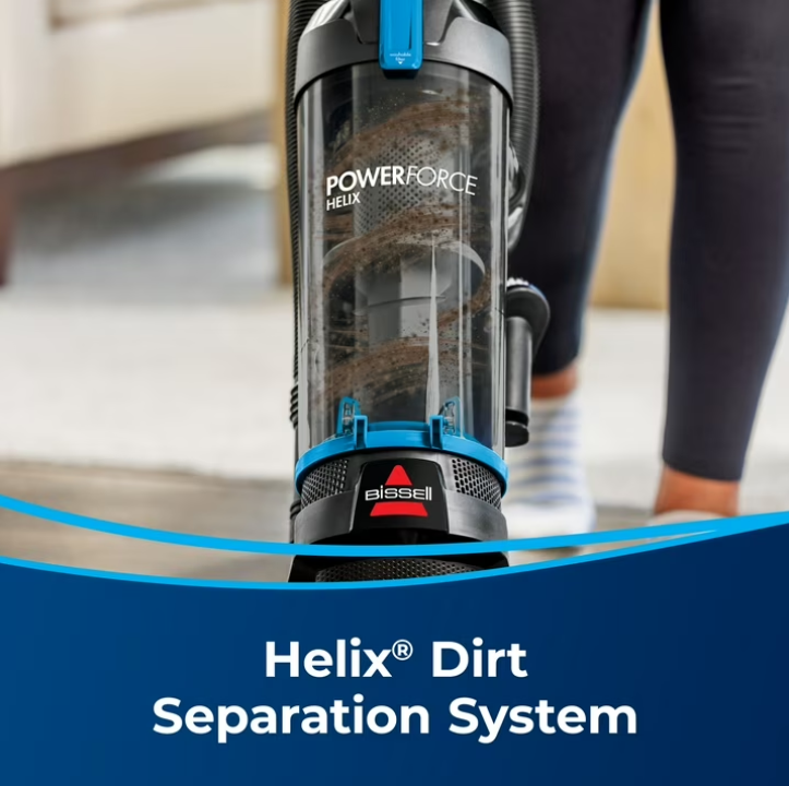 BISSELL PowerForce Helix, Bagless, Upright Vacuum, Pet Friendly, Scatter-Free Technology, Helix Dirt Separation System, Lightweight, 3313, Blue & Black