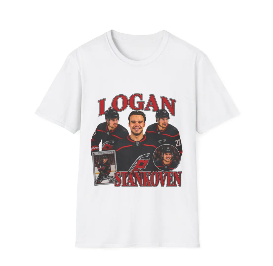 Logan Stankoven T-Shirt Celebrity Hockey Portrait Tee, Carolina Hurricanes Stanley cup shirt