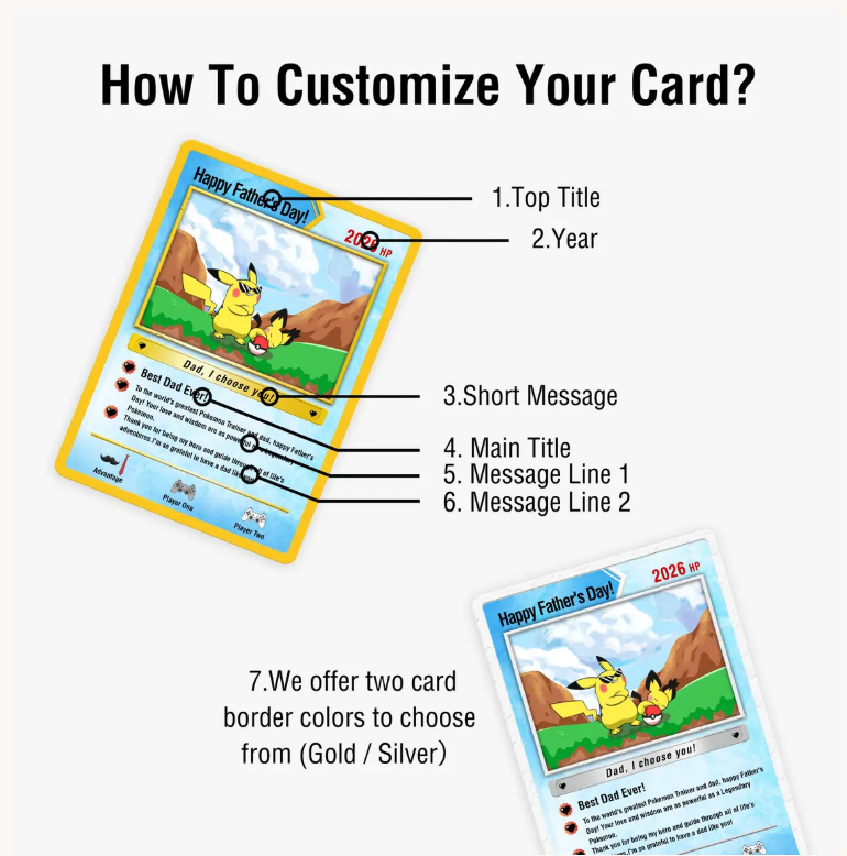 Personalized Pokemon Card From Photo Custom Father's Day Holo Card, Birthday Anniversary Gift