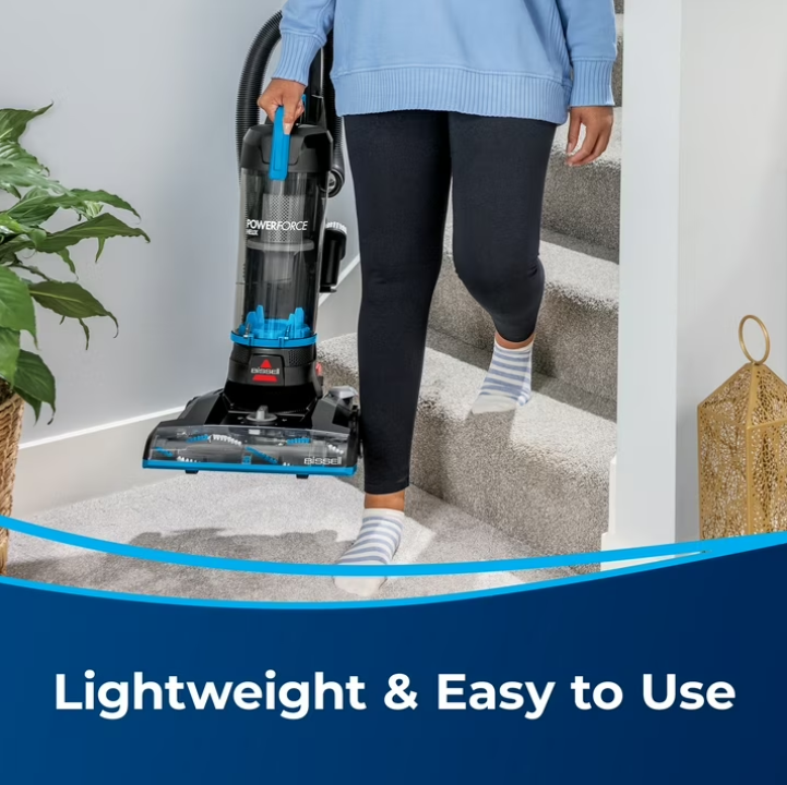 BISSELL PowerForce Helix, Bagless, Upright Vacuum, Pet Friendly, Scatter-Free Technology, Helix Dirt Separation System, Lightweight, 3313, Blue & Black