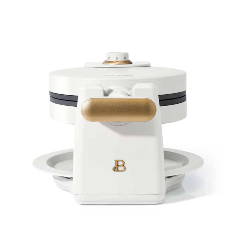 Beautiful Rotating Belgian Waffle Maker, White Icing by Drew Barrymore