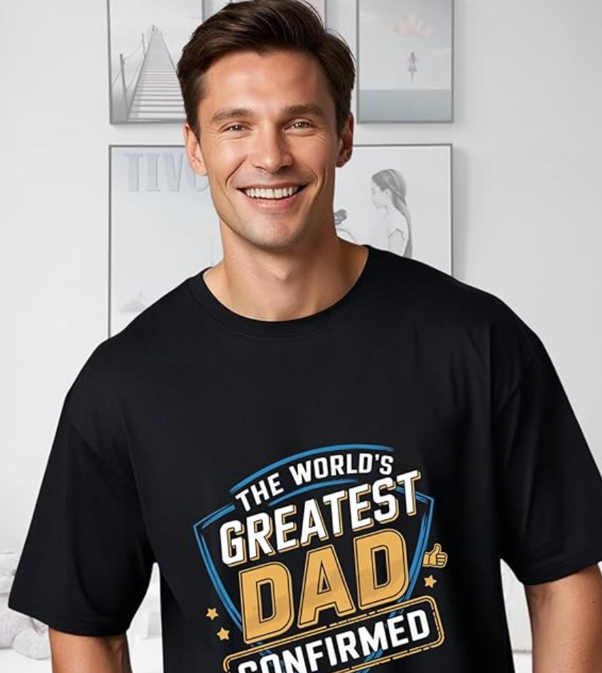 World's Greatest Dad T-Shirt, 100% Cotton, Oversized Fit, Black