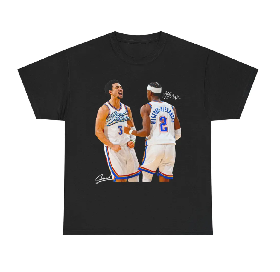 Jared McCain and Shai Gilgeous Alexander OKC T Shirt Player Graphic Tee