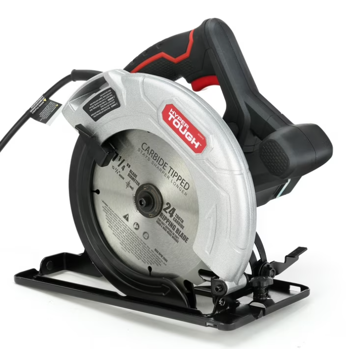 Hyper Tough 12 Amp 7-1/4 Inch Corded Circular Saw with Steel Shoe and Adjustable Bevel