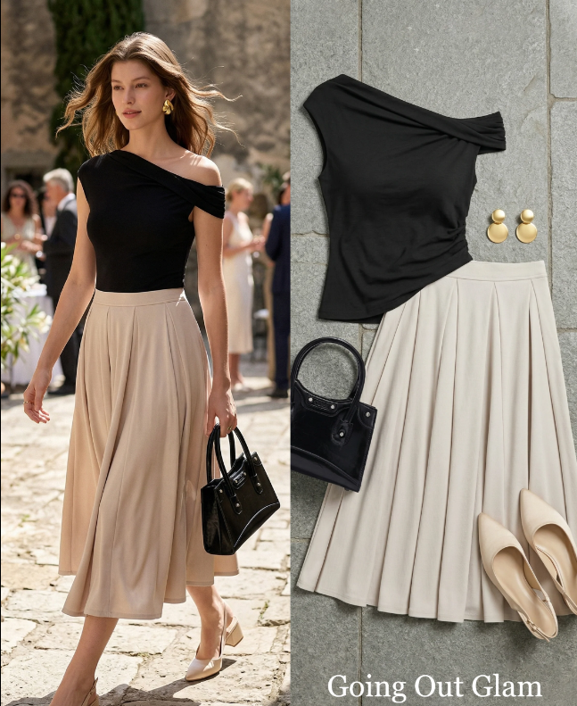 2Pcs Set Multi-wear Bra Top & Volume Skirt with Pockets