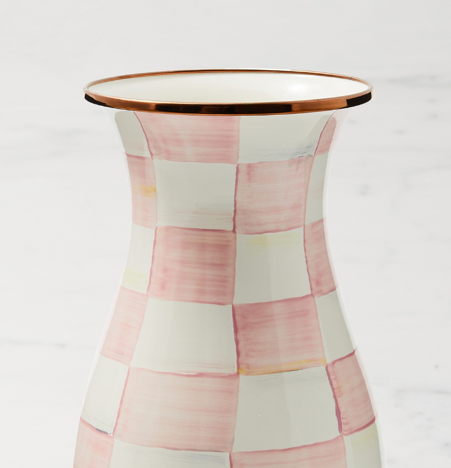 MacKenzie-Childs Rosy Check Tall Vase