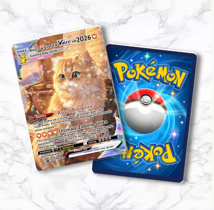 Personalized Cat Trading Card, Anime Style Custom Pet Keepsake