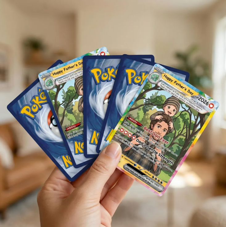 Personalized Pokemon Card From Photo Custom Father's Day Holo Card, Birthday Anniversary Gift