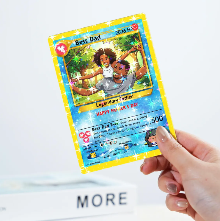 Custom Anime Trainer Card, Personalized Photo Trading Card, Father's Day Gift