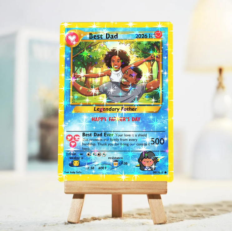 Custom Anime Trainer Card, Personalized Photo Trading Card, Father's Day Gift