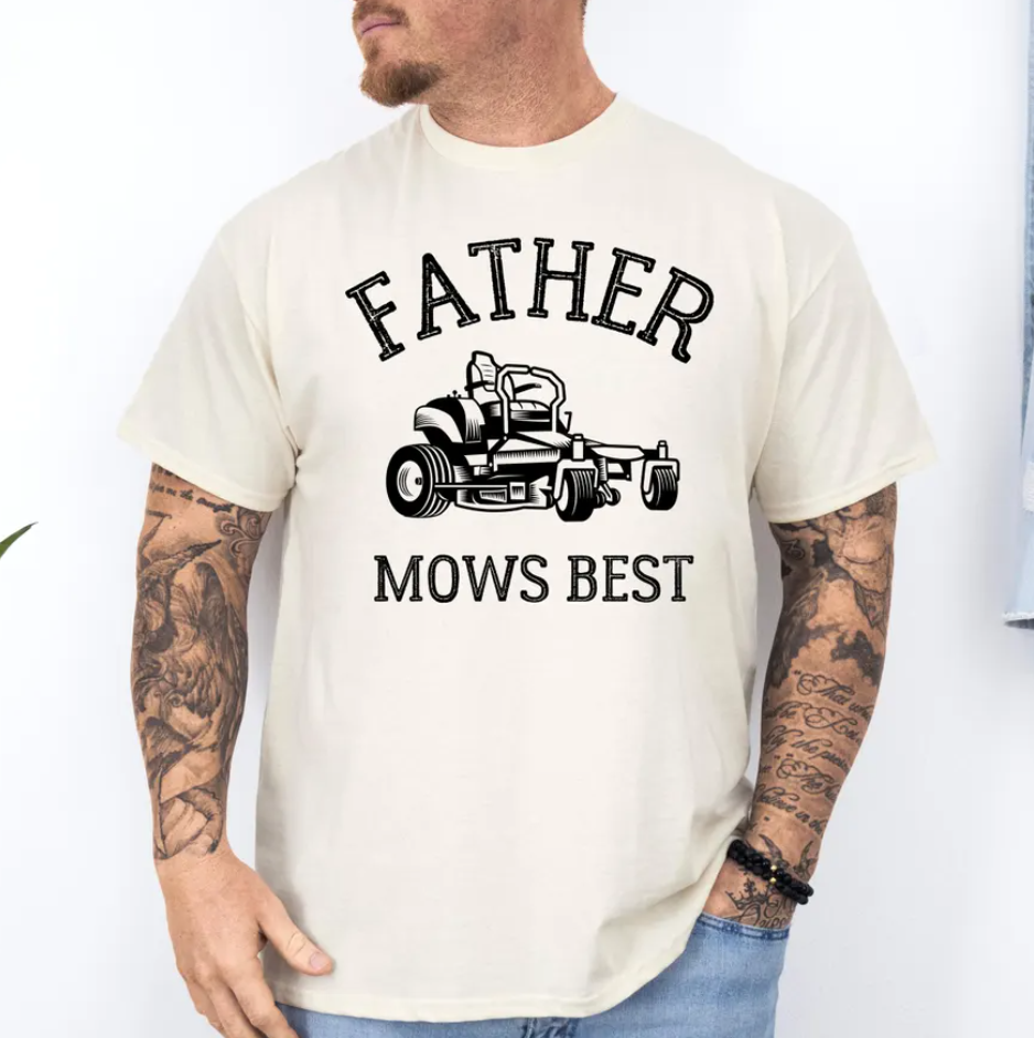 Father Mows Best, Funny Father's Day Gift, Vintage Lawn Mower Tee,Premium Unisex Dad Shirt, Gift for Dad Who Loves Lawn Care