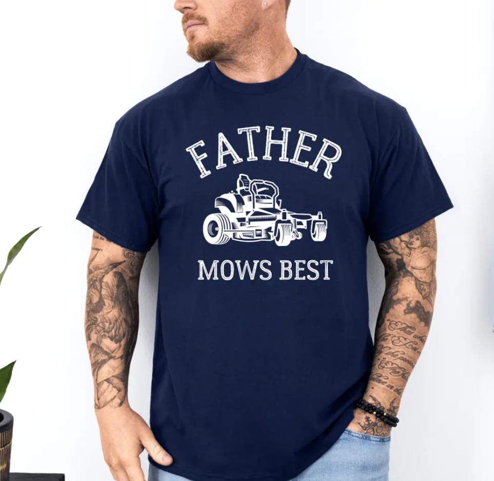 Father Mows Best, Funny Father's Day Gift, Vintage Lawn Mower Tee,Premium Unisex Dad Shirt, Gift for Dad Who Loves Lawn Care