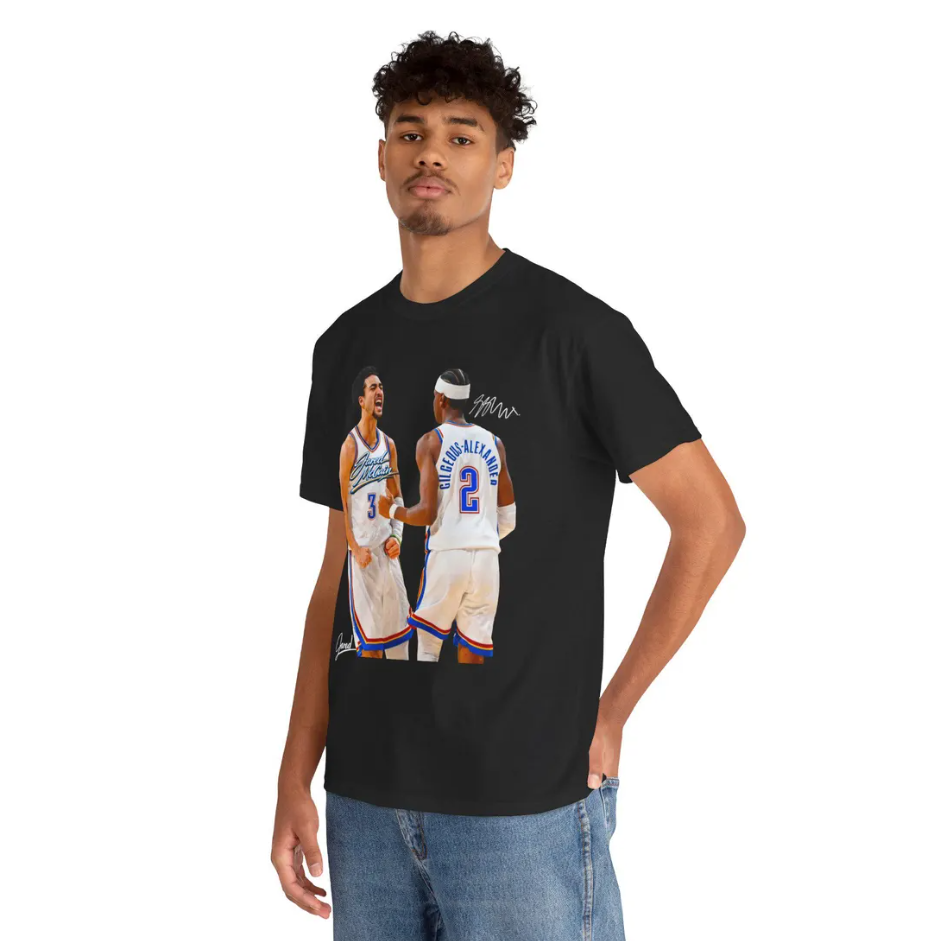 Jared McCain and Shai Gilgeous Alexander OKC T Shirt Player Graphic Tee
