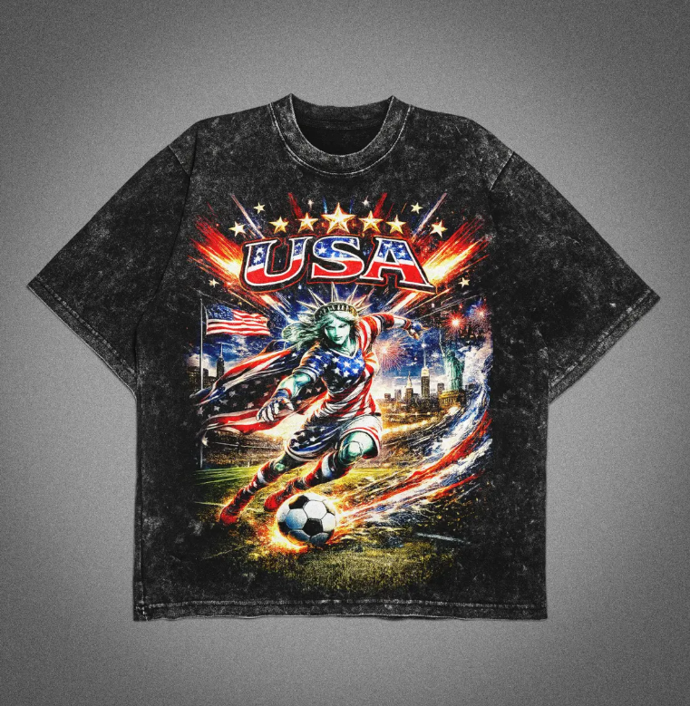 World Cup 2026 USA Soccer Shirt, USA Football Skull Tee, Liberty Graphic Tee, World Cup 2026 Shirt, Streetwear Tee, Unisex T-Shirt.