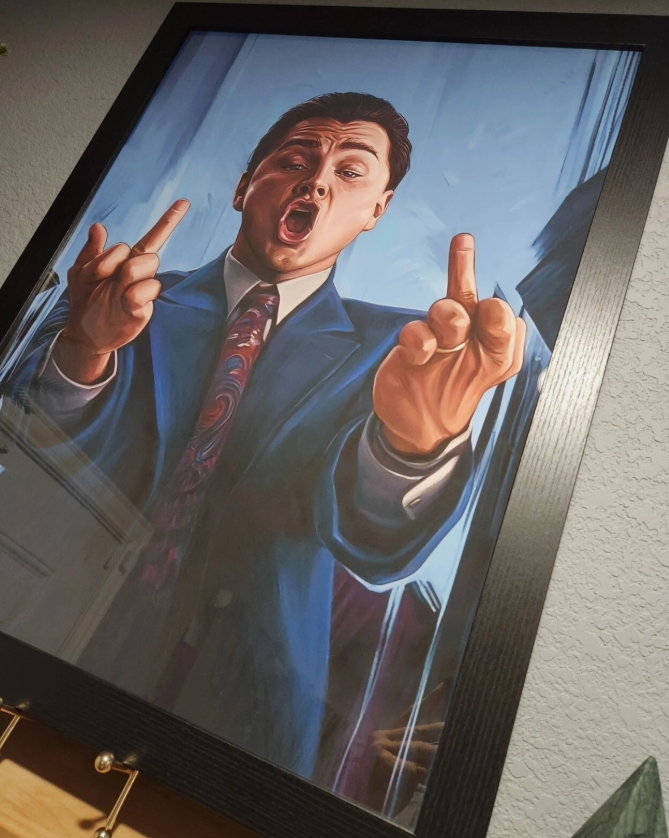 Wolf of wall street middle finger art canvas poster home decor