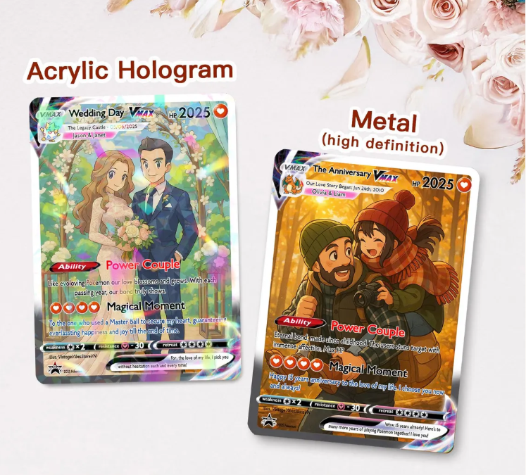 Personalized Poke Anniversary Card, Custom Photo Anime Wedding Card, Anniversary Gift, Gift for Him, Gift for Her, Custom Card for Couple