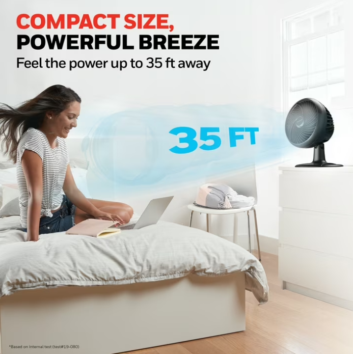 Honeywell 10" Black Turbo Force Power Oscillating Table Fan, 35ft Air Circulation Power, 3 Speed, 45° Pivot, HPF860BWM