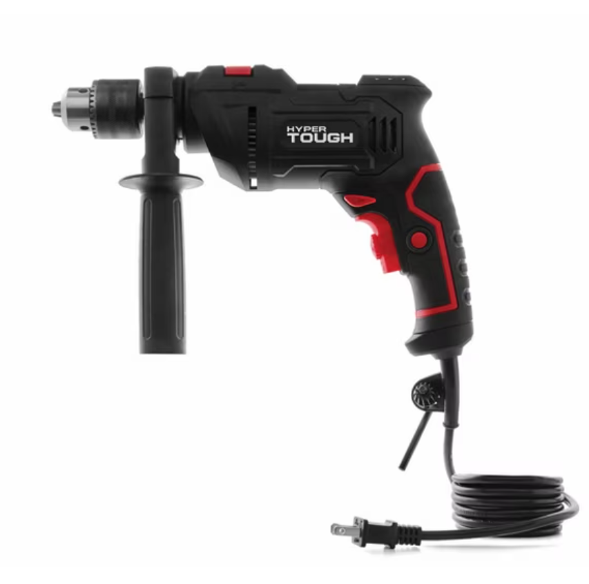 Hyper Tough 6-Amp 1/2-inch Corded Hammer Drill, Keyed Chuck, 120 Volt, 0~3000/min, Model Number TD6HD
