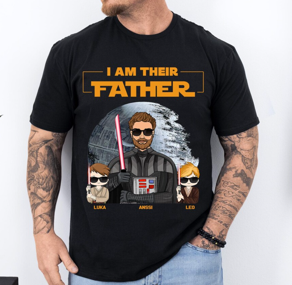 I Am Their Father - Personalized Shirt Gift For Dad, Custom Star Wars Characters Dad Kids Shirt, I'm Their Father Shirt, Father's Day Gift