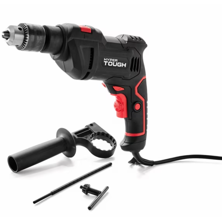 Hyper Tough 6-Amp 1/2-inch Corded Hammer Drill, Keyed Chuck, 120 Volt, 0~3000/min, Model Number TD6HD