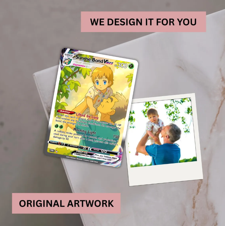 Custom Pokémon-Inspired Couple Keepsake Wedding & Anniversary Photo to Holo Card