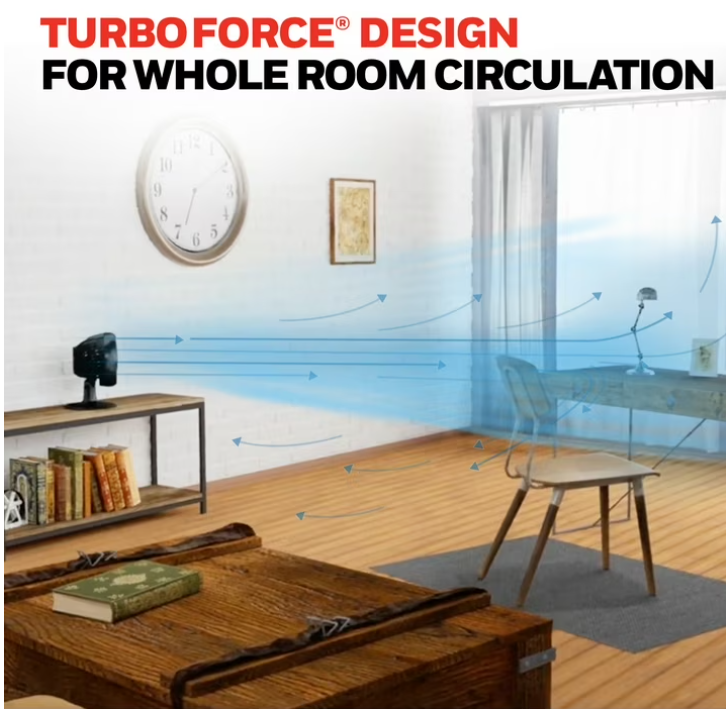 Honeywell 10" Black Turbo Force Power Oscillating Table Fan, 35ft Air Circulation Power, 3 Speed, 45° Pivot, HPF860BWM