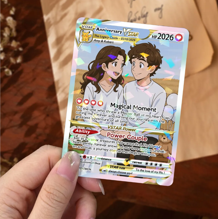 Personalized Anniversary Card, Custom Photo Anime Wedding Card, Anniversary Gift, Custom Card for Couple, Gift for Him, Gift for Her