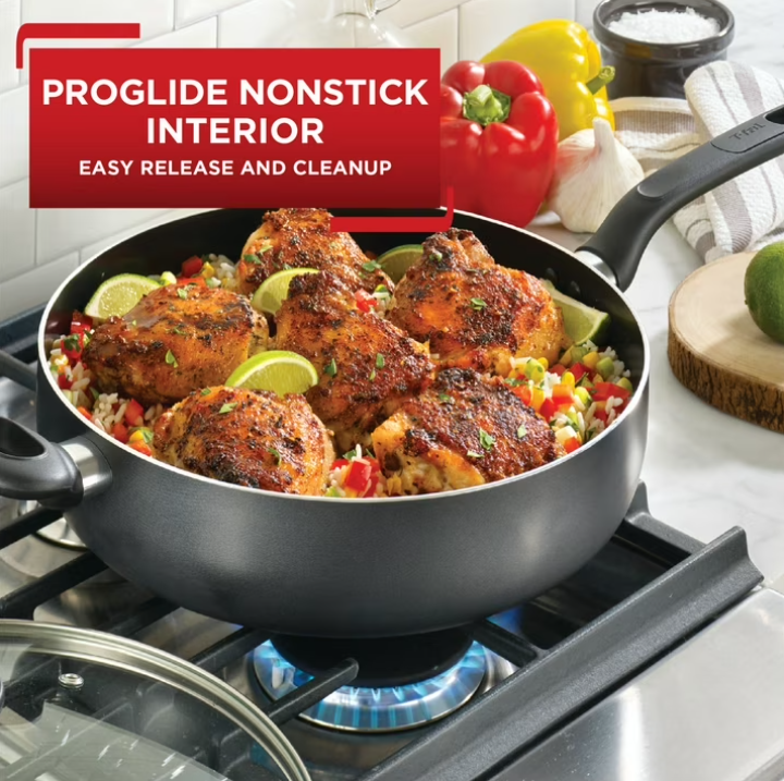 T-fal Easy Care Nonstick Cookware, Jumbo Cooker, 5 Quart, Grey