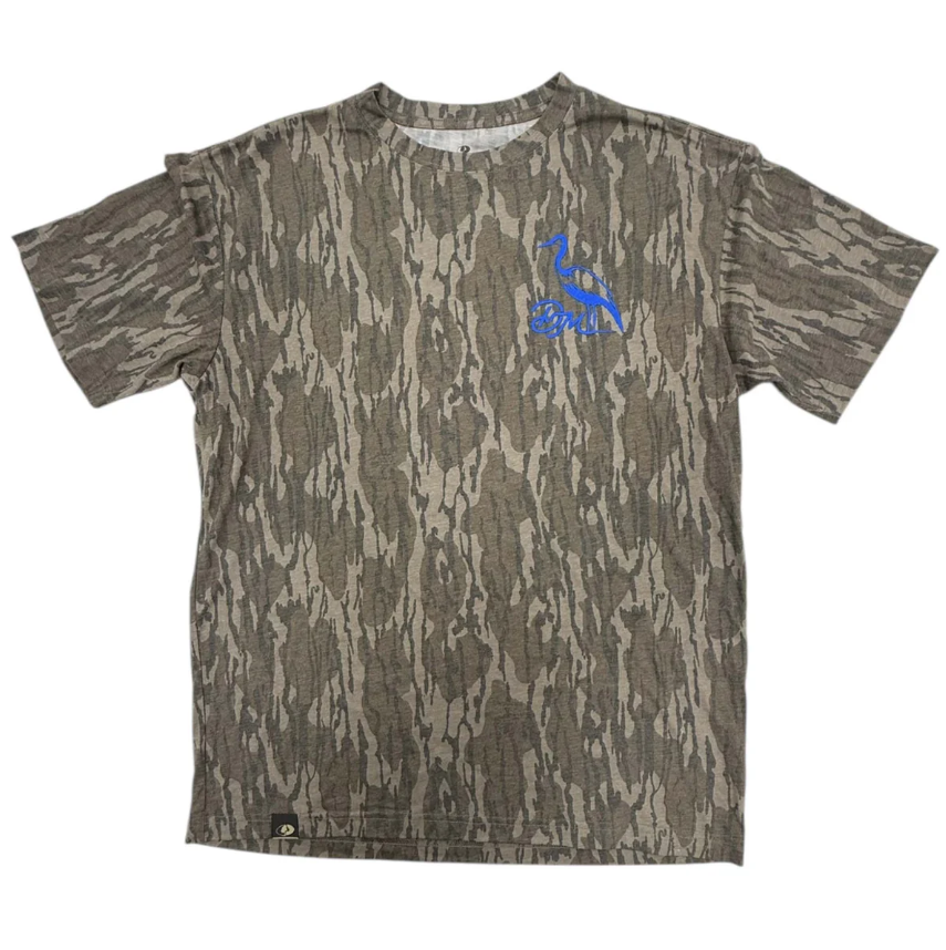 Blue Logo Short Sleeve T-Shirt in Mossy Oak Bottomland Camo
