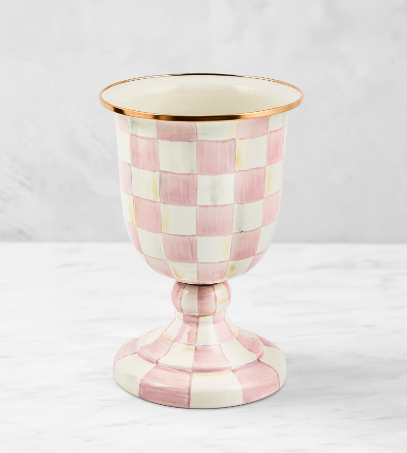 MacKenzie-Childs Rosy Check Pedestal Vase