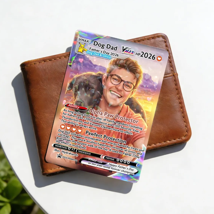 Personalized Dog Dad Anime Trading Card, Custom Pet Keepsake