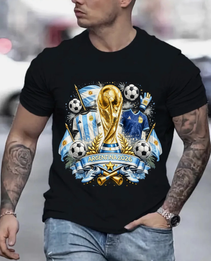 2026 World Cup Fan Tee American Flag Football T-Shirt Argentina football team