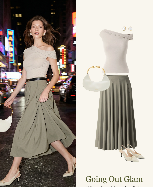 2Pcs Set Multi-wear Bra Top & Volume Skirt with Pockets