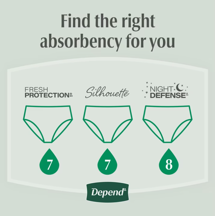 Depend Fresh Protection Incontinence Underwear for Women, Adult Diapers, S, 32 Count