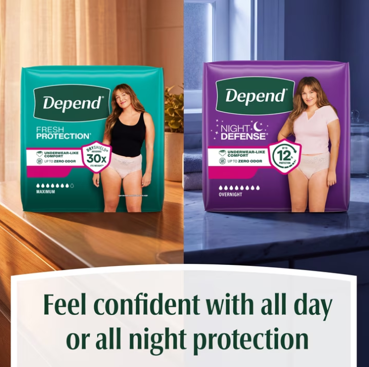 Depend Fresh Protection Incontinence Underwear for Women, Adult Diapers, S, 32 Count