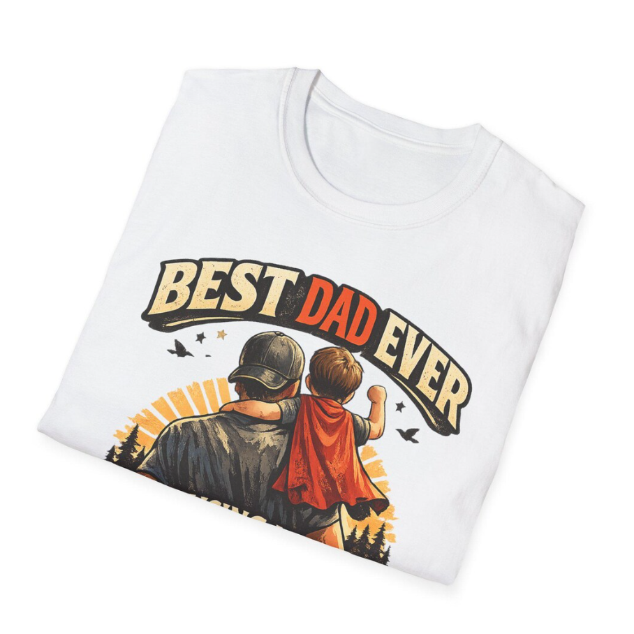 Best Dad Ever Shirt – Father and Son Matching Tee – Raising My Hero Father’s Day Gift for Dad Unisex Softstyle T-Shirt