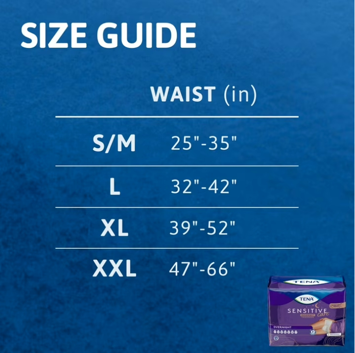 TENA Sensitive Care Overnight Incontinence Underwear for Women, XXL, 48 Count (47in-66in)