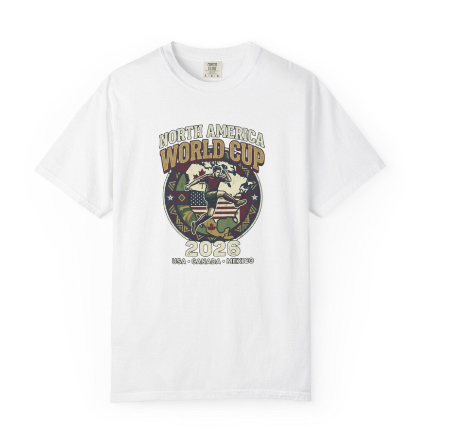 North America World Cup 2026 Soccer T-Shirt | Map Flag Emblem
