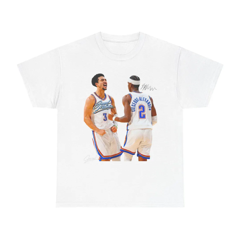 Jared McCain and Shai Gilgeous Alexander OKC T Shirt Player Graphic Tee