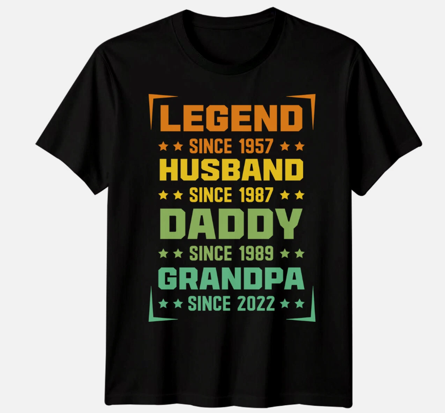 Personalised Mens Legend Husband Daddy Grandpa Funny Fathers Day T-Shirt Tee