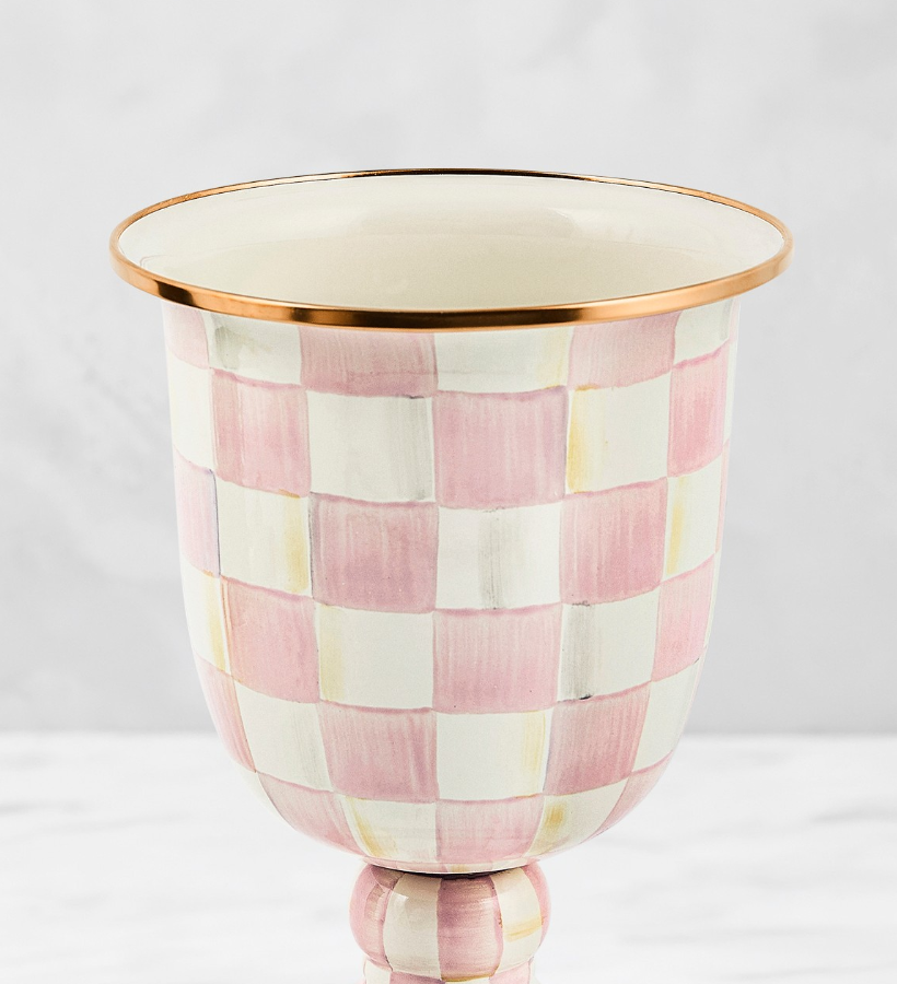 MacKenzie-Childs Rosy Check Pedestal Vase