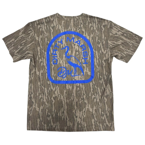 Blue Logo Short Sleeve T-Shirt in Mossy Oak Bottomland Camo